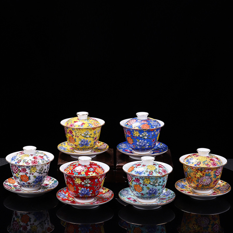 Matcha Bowl Chawan - HMLOVE porcelana blanca Sancai Gaiwan Color