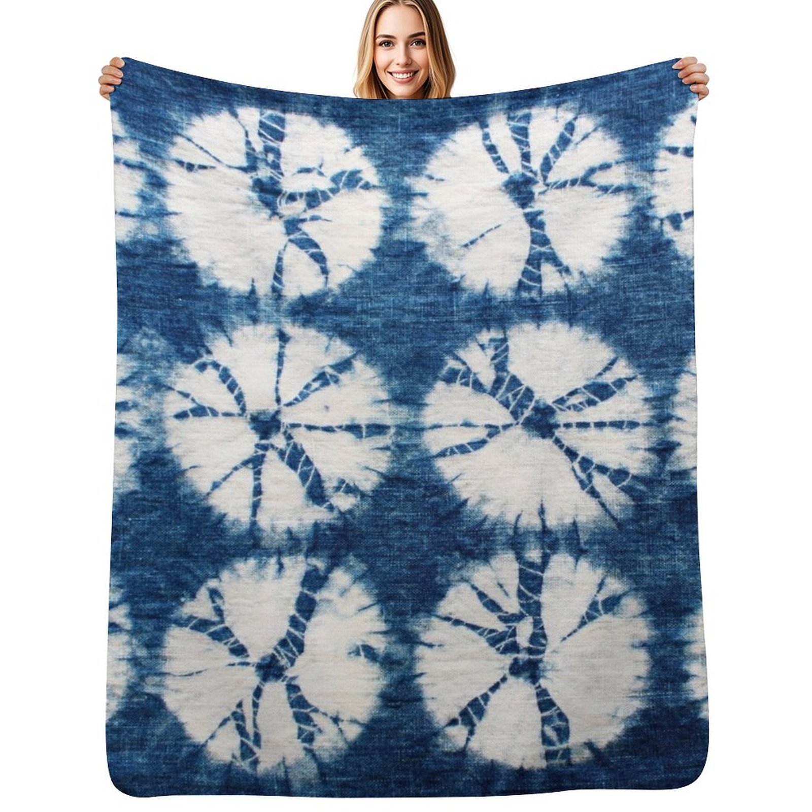 Shibori Tie Dye - Manta de felpa suave y acogedora