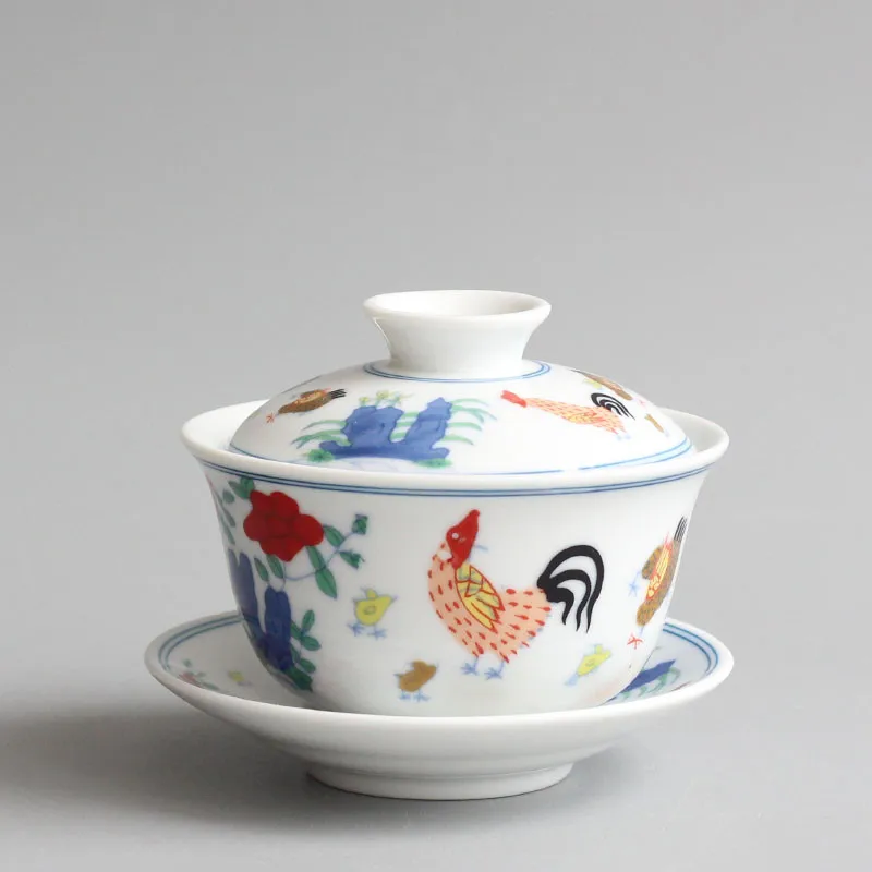 Matcha Bowl Chawan - Jingdezhen-Juego de té chino Archaistic Rooster