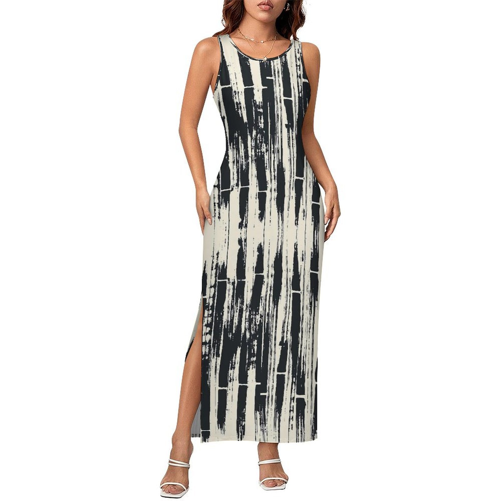 Shibori Tie Dye - Vestido Negro Tie Dye Sin Mangas