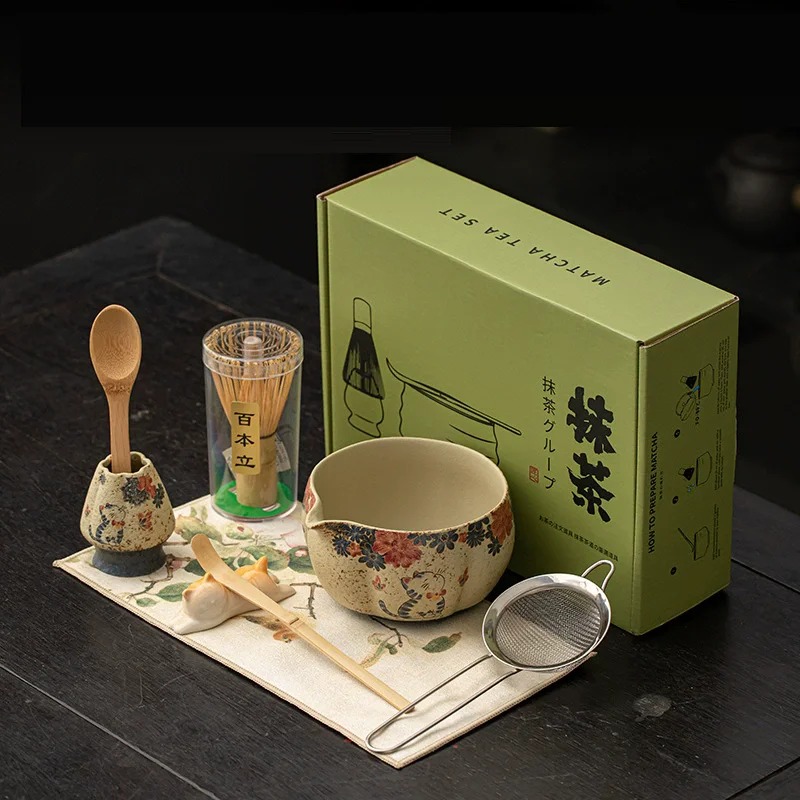 Matcha Bowl Chawan - Juego de fabricación de Matcha roja