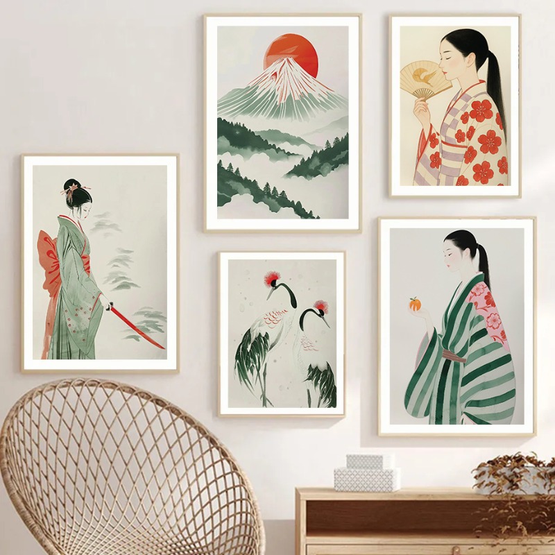 Monte Fuji & Crane Impresión d - Japanese Lifestyle Home reseña y precio